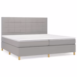 vidaXL Giroletto a Molle con Materasso Grigio Chiaro 200x200cm Tessuto - Vista aggiuntiva 2