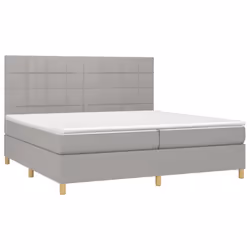 vidaXL Giroletto a Molle con Materasso Grigio Chiaro 200x200cm Tessuto - Vista aggiuntiva 3