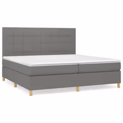 vidaXL Giroletto a Molle con Materasso Grigio Scuro 200x200 cm Tessuto - Vista aggiuntiva 2
