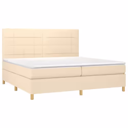 vidaXL Giroletto a Molle con Materasso Crema 200x200 cm in Tessuto - Vista aggiuntiva 3