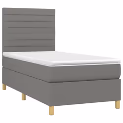 vidaXL Giroletto a Molle con Materasso Grigio Scuro 90x190 cm Tessuto - Vista aggiuntiva 3