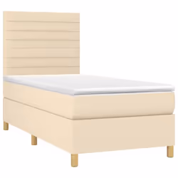 vidaXL Giroletto a Molle con Materasso Crema 90x190 cm in Tessuto - Vista aggiuntiva 3