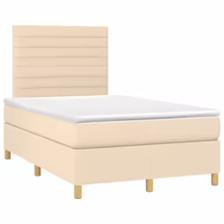 vidaXL Giroletto a Molle con Materasso Crema 120x200 cm in Tessuto - Vista aggiuntiva 3