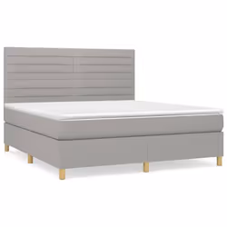 vidaXL Giroletto a Molle con Materasso Grigio Chiaro160x200 cm Tessuto - Vista aggiuntiva 2