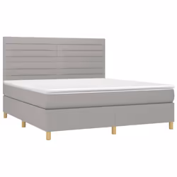 vidaXL Giroletto a Molle con Materasso Grigio Chiaro160x200 cm Tessuto - Vista aggiuntiva 3