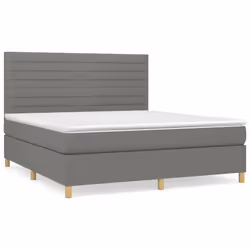 vidaXL Giroletto a Molle con Materasso Grigio Scuro 160x200 cm Tessuto - Vista aggiuntiva 2