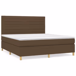 vidaXL Giroletto a Molle con Materasso Marrone Scuro 160x200cm Tessuto - Vista aggiuntiva 2