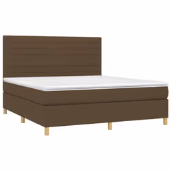 vidaXL Giroletto a Molle con Materasso Marrone Scuro 160x200cm Tessuto - Vista aggiuntiva 3