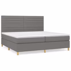 vidaXL Giroletto a Molle con Materasso Grigio Scuro 200x200 cm Tessuto - Vista aggiuntiva 2