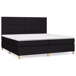 vidaXL Giroletto a Molle con Materasso Nero 200x200 cm in Tessuto - Vista aggiuntiva 2