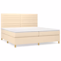 vidaXL Giroletto a Molle con Materasso Crema 200x200 cm in Tessuto - Vista aggiuntiva 2