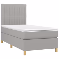 vidaXL Giroletto a Molle con Materasso Grigio Chiaro 80x200 cm Tessuto - Vista aggiuntiva 3