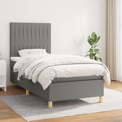 vidaXL Giroletto a Molle con Materasso Grigio Scuro 80x200 cm Tessuto