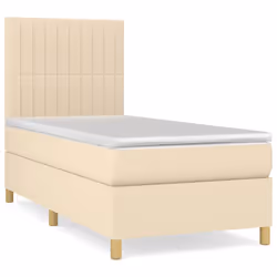 vidaXL Giroletto a Molle con Materasso Crema 80x200 cm inTessuto - Vista aggiuntiva 2