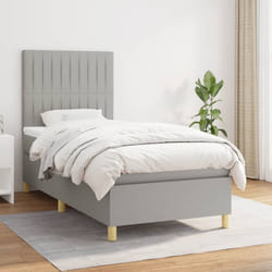vidaXL Giroletto a Molle con Materasso Grigio Chiaro 90x190 cm Tessuto