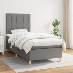 vidaXL Giroletto a Molle con Materasso Grigio Scuro 90x200 cm Tessuto