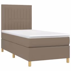 vidaXL Giroletto a Molle con Materasso Tortora 90x200 cm inTessuto - Vista aggiuntiva 3