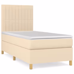 vidaXL Giroletto a Molle con Materasso Crema 90x200 cm inTessuto - Vista aggiuntiva 2