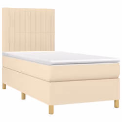 vidaXL Giroletto a Molle con Materasso Crema 90x200 cm inTessuto - Vista aggiuntiva 3