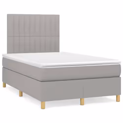 vidaXL Giroletto a Molle con Materasso Grigio Chiaro 120x200cm Tessuto - Vista aggiuntiva 2