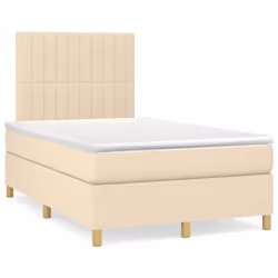 vidaXL Giroletto a Molle con Materasso Crema 120x200 cm in Tessuto - Vista aggiuntiva 2