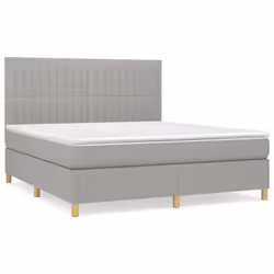 vidaXL Giroletto a Molle con Materasso Grigio Chiaro160x200 cm Tessuto - Vista aggiuntiva 2