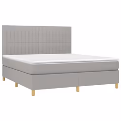 vidaXL Giroletto a Molle con Materasso Grigio Chiaro160x200 cm Tessuto - Vista aggiuntiva 3