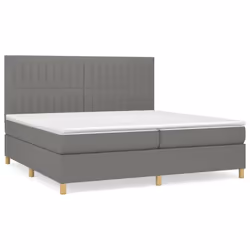 vidaXL Giroletto a Molle con Materasso Grigio Scuro 200x200 cm Tessuto - Vista aggiuntiva 2