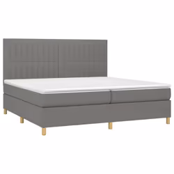 vidaXL Giroletto a Molle con Materasso Grigio Scuro 200x200 cm Tessuto - Vista aggiuntiva 3