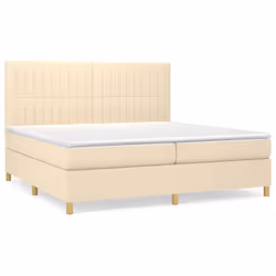 vidaXL Giroletto a Molle con Materasso Crema 200x200 cm in Tessuto - Vista aggiuntiva 2
