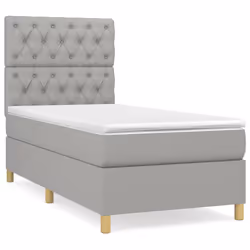 vidaXL Giroletto a Molle con Materasso Grigio Chiaro 80x200 cm Tessuto - Vista aggiuntiva 2