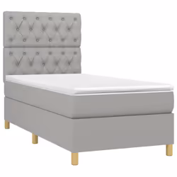 vidaXL Giroletto a Molle con Materasso Grigio Chiaro 80x200 cm Tessuto - Vista aggiuntiva 3