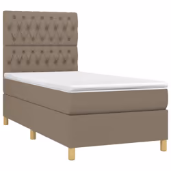 vidaXL Giroletto a Molle con Materasso Tortora 90x200 cm inTessuto - Vista aggiuntiva 3