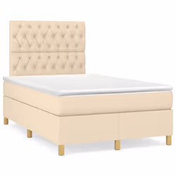 vidaXL Giroletto a Molle con Materasso Crema 120x200 cm in Tessuto - Vista aggiuntiva 2