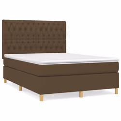 vidaXL Giroletto a Molle con Materasso Marrone Scuro 140x190cm Tessuto - Vista aggiuntiva 2