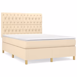 vidaXL Giroletto a Molle con Materasso Crema 140x200 cm in Tessuto - Vista aggiuntiva 2