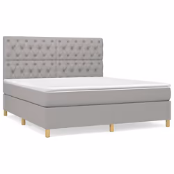 vidaXL Giroletto a Molle con Materasso Grigio Chiaro160x200 cm Tessuto - Vista aggiuntiva 2