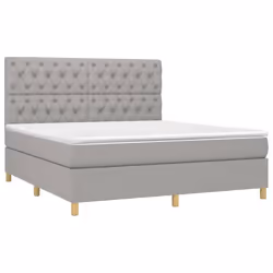 vidaXL Giroletto a Molle con Materasso Grigio Chiaro160x200 cm Tessuto - Vista aggiuntiva 3