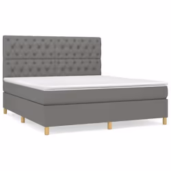 vidaXL Giroletto a Molle con Materasso Grigio Scuro 160x200 cm Tessuto - Vista aggiuntiva 2