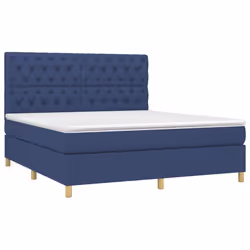 vidaXL Giroletto a Molle con Materasso Blu 160x200 cm in Tessuto - Vista aggiuntiva 3