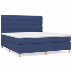vidaXL Giroletto a Molle con Materasso Blu 180x200 cm in Tessuto - Vista aggiuntiva 2