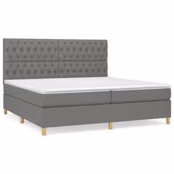vidaXL Giroletto a Molle con Materasso Grigio Scuro 200x200 cm Tessuto - Vista aggiuntiva 2