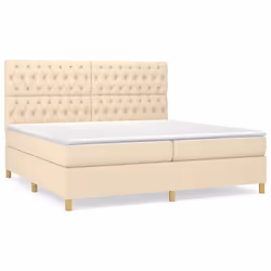 vidaXL Giroletto a Molle con Materasso Crema 200x200 cm in Tessuto - Vista aggiuntiva 2