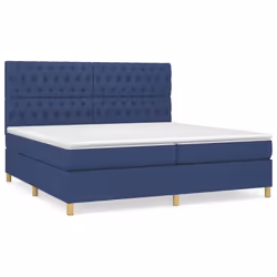 vidaXL Giroletto a Molle con Materasso Blu 200x200 cm in Tessuto - Vista aggiuntiva 2