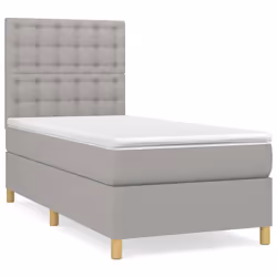 vidaXL Giroletto a Molle con Materasso Grigio Chiaro 80x200 cm Tessuto - Vista aggiuntiva 2