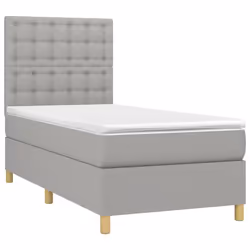 vidaXL Giroletto a Molle con Materasso Grigio Chiaro 90x190 cm Tessuto - Vista aggiuntiva 3