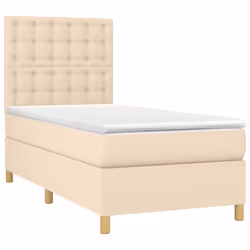 vidaXL Giroletto a Molle con Materasso Crema 90x190 cm in Tessuto - Vista aggiuntiva 3