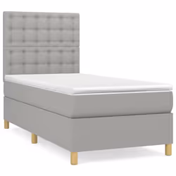 vidaXL Giroletto a Molle con Materasso Grigio Chiaro 90x200 cm Tessuto - Vista aggiuntiva 2
