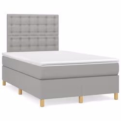 vidaXL Giroletto a Molle con Materasso Grigio Chiaro 120x200cm Tessuto - Vista aggiuntiva 2