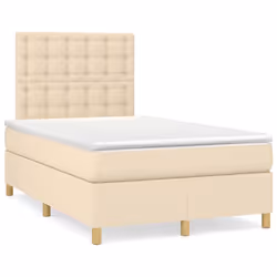 vidaXL Giroletto a Molle con Materasso Crema 120x200 cm in Tessuto - Vista aggiuntiva 2